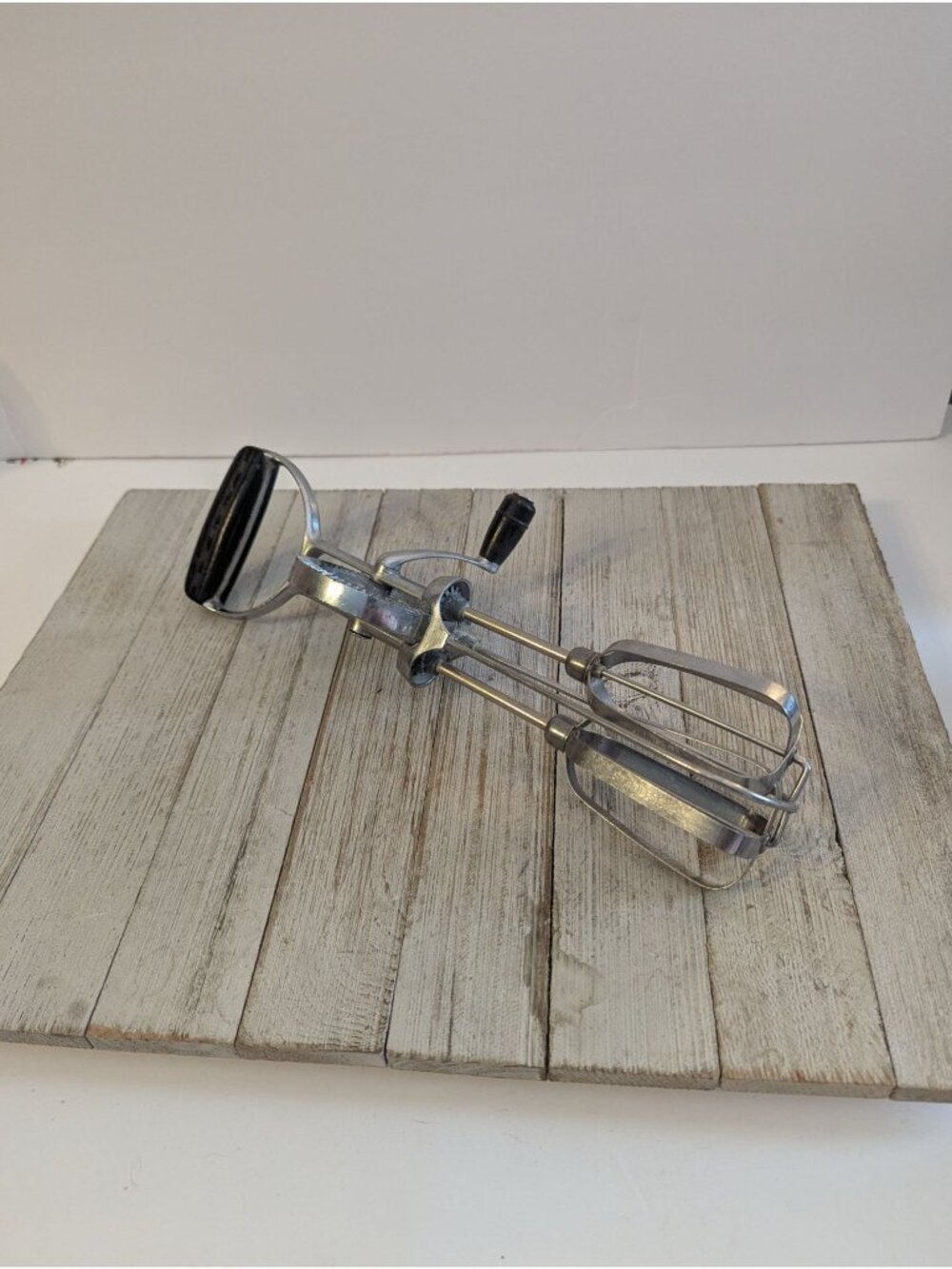 EKCO Egg Beater Manual Crank Hand Mixer Blender Stainless Steel USA Vintage